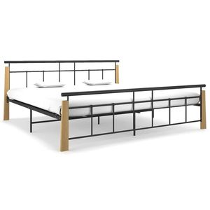 vidaXL Cadru de pat, 200x200 cm, metal și lemn masiv de stejar imagine