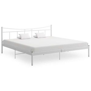 vidaXL Cadru de pat, alb, 200x200 cm, metal imagine