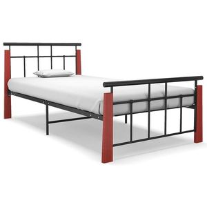 vidaXL Cadru de pat, 100x200 cm, metal și lemn masiv de stejar imagine