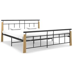 vidaXL Cadru de pat, 180x200 cm, metal și lemn masiv de stejar imagine