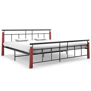 vidaXL Cadru de pat, 200x200 cm, metal și lemn masiv de stejar imagine