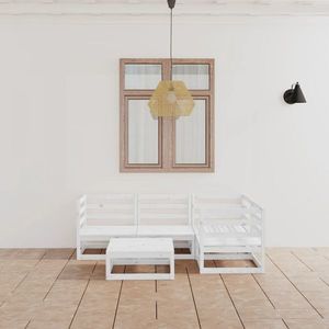 vidaXL Set mobilier de grădină, 5 piese, alb, lemn masiv de pin imagine