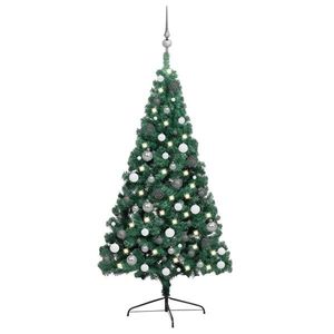 vidaXL Jumătate brad Crăciun artificial cu set globuri verde 240 cm imagine