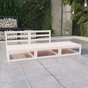 vidaXL Set mobilier de grădină, 3 piese, alb, lemn masiv de pin imagine