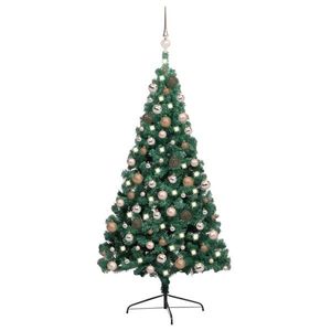 vidaXL Jumătate brad Crăciun artificial cu set globuri verde 240 cm imagine