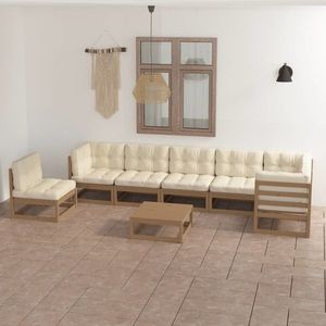 vidaXL Set mobilier de grădină cu perne, 8 piese, lemn masiv pin imagine