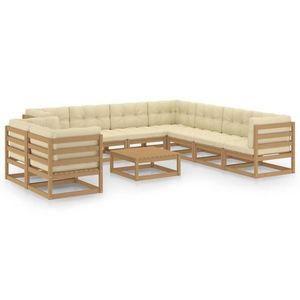 vidaXL Set mobilier grădină&perne 10 piese maro miere lemn masiv pin imagine