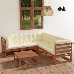 vidaXL Set mobilier de grădină cu perne, 6 piese, lemn masiv pin imagine