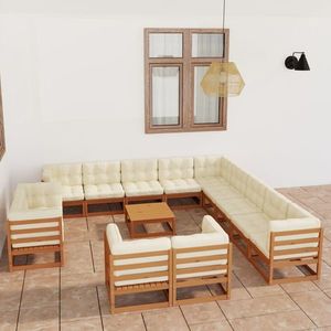 vidaXL Set mobilier grădină&perne 14 piese maro miere lemn masiv pin imagine
