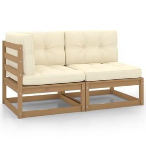 vidaXL Set mobilier grădină&perne 2 piese, maro miere lemn masiv pin imagine