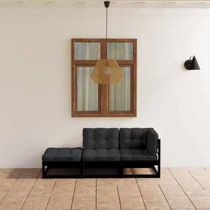 vidaXL Set mobilier de grădină cu perne, 3 piese, lemn masiv de pin imagine