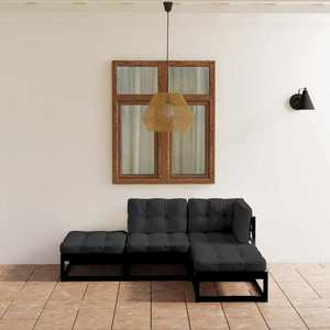 vidaXL Set mobilier de grădină cu perne, 4 piese, lemn masiv de pin imagine