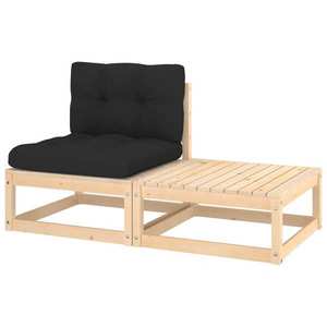 vidaXL Set mobilier de grădină cu perne, 2 piese, lemn masiv de pin imagine