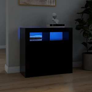 vidaXL Servantă cu lumini LED, negru, 80x35x75 cm imagine