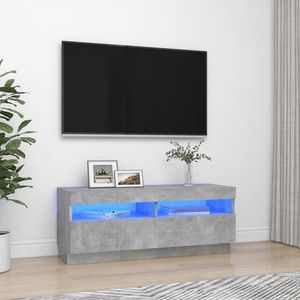 vidaXL Comodă TV cu lumini LED, gri beton, 100x35x40 cm imagine