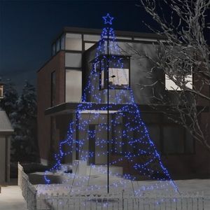 vidaXL Pom de Crăciun cu stâlp de metal, 1400 LED-uri, albastru, 5 m imagine