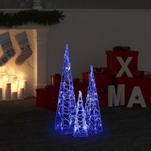vidaXL Set conuri decorative cu LED-uri albastru 30/45/60 cm acrilic imagine