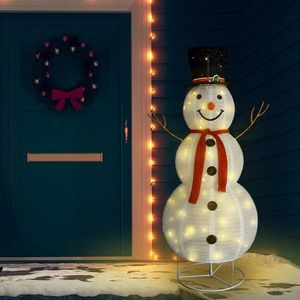 vidaXL Figurină decorativă Crăciun om zăpadă LED 180 cm țesătură lux imagine