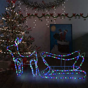 vidaXL Decorațiune de Crăciun cu ren și sanie, 252 leduri, exterior imagine