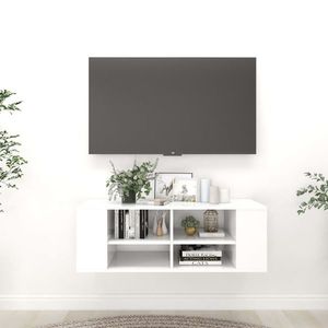 vidaXL Dulap TV montat pe perete, alb, 102x35x35 cm, lemn prelucrat imagine