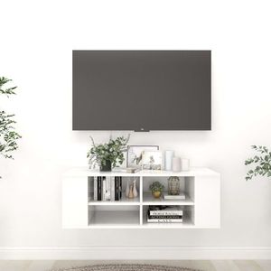 vidaXL Dulap TV montat pe perete, alb extralucios, 102x35x35 cm, PAL imagine