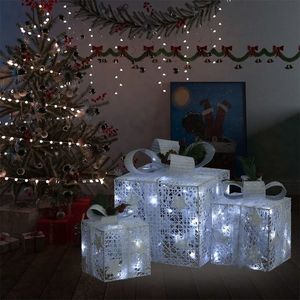 vidaXL Cutii cadou de Crăciun decor, 3 buc., alb, exterior/interior imagine