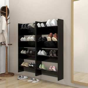 vidaXL Pantofare de perete, 4 buc., negru, 60x18x60 cm, PAL imagine