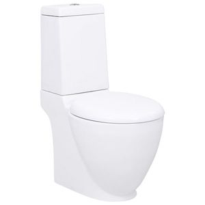 vidaXL Vas WC toaletă de baie, alb, ceramică, rotund, flux inferior imagine