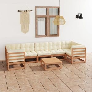 vidaXL Set mobilier grădină, perne, 8 piese, maro miere lemn masiv pin imagine