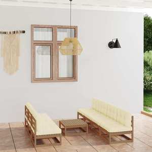 vidaXL Set mobilier de grădină cu perne, 8 piese, lemn masiv pin imagine