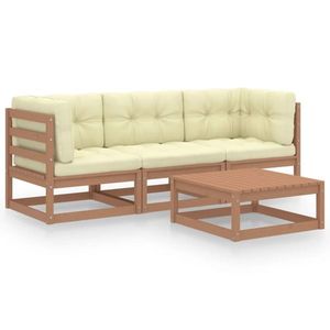 vidaXL Set mobilier de grădină cu perne, 4 piese, lemn masiv pin imagine
