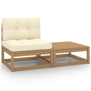 vidaXL Set mobilier grădină&perne 2 piese, maro miere lemn masiv pin imagine