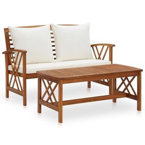 vidaXL Set mobilier de grădină cu perne, 2 piese, lemn masiv de acacia imagine