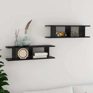 vidaXL Rafturi de perete, 2 buc, negru extralucios, 75x18x20 cm, lemn imagine