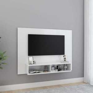 vidaXL Comodă TV de perete, alb extralucios, 120x23, 5x90 cm, PAL imagine