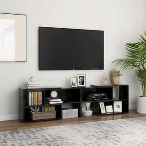 vidaXL Comodă TV, negru extralucios, 149x30x52 cm, PAL imagine