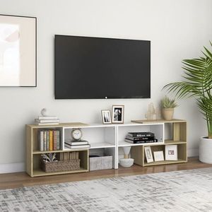 vidaXL Comodă TV, alb și stejar sonoma, 149x30x52 cm, PAL imagine