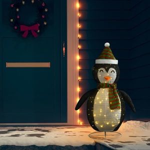 vidaXL Figurină pinguin decorativă Crăciun, LED, 120 cm, țesătură lux imagine
