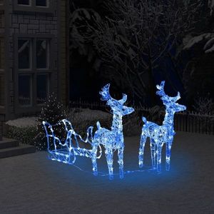 vidaXL Decorațiune de Crăciun reni și sanie 160 LED-uri 130 cm acril imagine