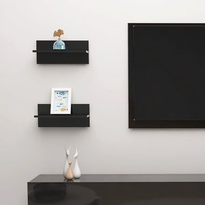 vidaXL Rafturi de perete, 2 buc., negru extralucios, 40x11, 5x18 cm imagine