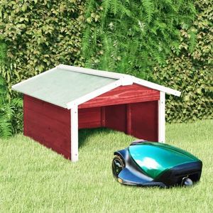 vidaXL Garaj mașină de tuns iarba robot roșu&alb 72x87x50 cm lemn brad imagine