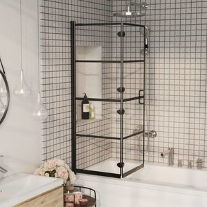 vidaXL Cabină de duș pliabilă, negru, 100x140 cm, ESG imagine