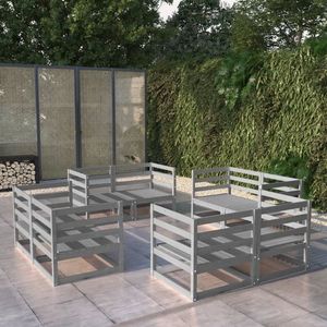 vidaXL Set mobilier de grădină, 8 piese, gri, lemn masiv de pin imagine