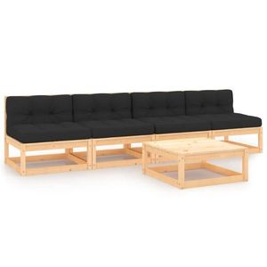 vidaXL Set mobilier de grădină cu perne, 5 piese, lemn masiv de pin imagine