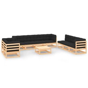 vidaXL Set mobilier de grădină cu perne, 10 piese, lemn masiv de pin imagine