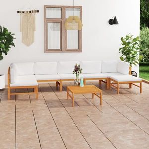 vidaXL Set mobilier grădină cu perne crem, 8 piese, lemn masiv de tec imagine