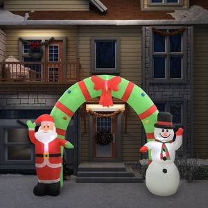 vidaXL Decorațiune gonflabilă Moș Crăciun și om de zăpadă, LED, 223 cm imagine