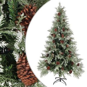 vidaXL Brad de Crăciun cu conuri de pin, verde/alb, 195 cm, PVC&PE imagine