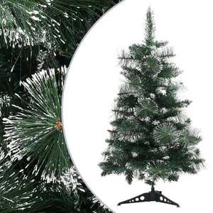 vidaXL Brad de Crăciun artificial cu suport verde și alb 60 cm PVC imagine