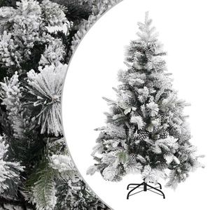 vidaXL Brad de Crăciun cu zăpadă & conuri, 150 cm, PVC&PE imagine